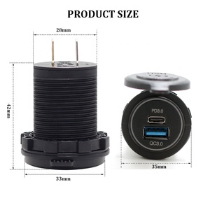 在汽车快速充电Usb C Pd 12V 2端口Qc 3.0和Type C Pd Dc 12V-24V双Usb电源插座中安装Usb端口 - Product Image 2