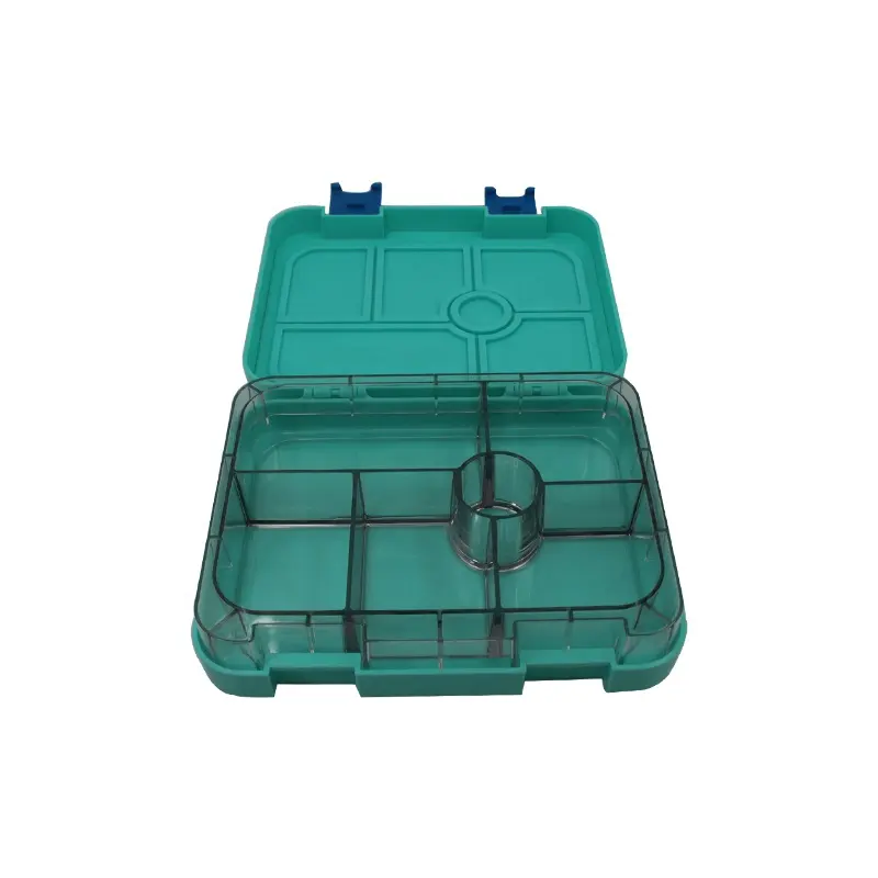 Wholesale high quality large size 6 compartment lunch bento box container with lids refrigerator storage bin