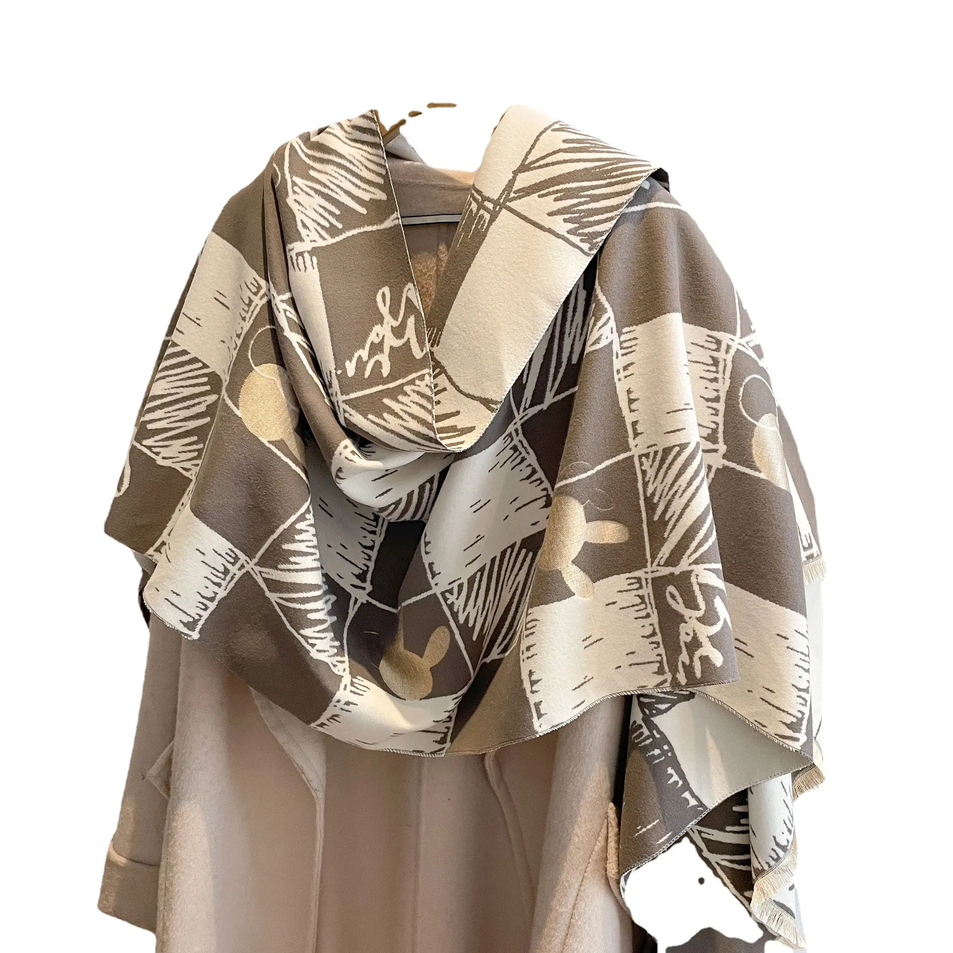 Sciarpa invernale in Cashmere donna calda coperta in Pashmina sciarpe a quadri Design di marca di lusso scialle femminile Foulard avvolge sciarpa spessa