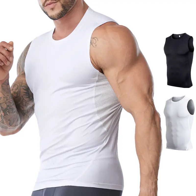 Wholesale Price High Quality Cheap New Design White And Black Color Mens Tank Top Sleeveless Travel Vest Gym Tank Top