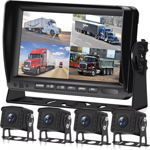 Wired 360-Degree View Back up Camera IP69 Waterproof Night Vision <strong>System</strong> + 7&quot; Split Screen Quad Monitor for RV Truck Bus Trailer - Product Image 1