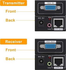 通过RJ45以太网电缆 (1个发射器 + 1个接收器)，通过Cat6的SY VGA扩展器高达328英尺/100米VGA扩展适配器 - Product Image 6