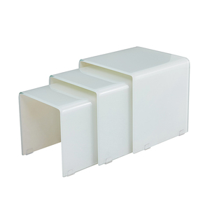 Juego de mesa auxiliar de lujo con forma de cubo para sofá, Juego de 3 piezas de Centro y mesa auxiliar de nido de cristal curvo, con cascada, transparente, 3 unidades - Product Image 6