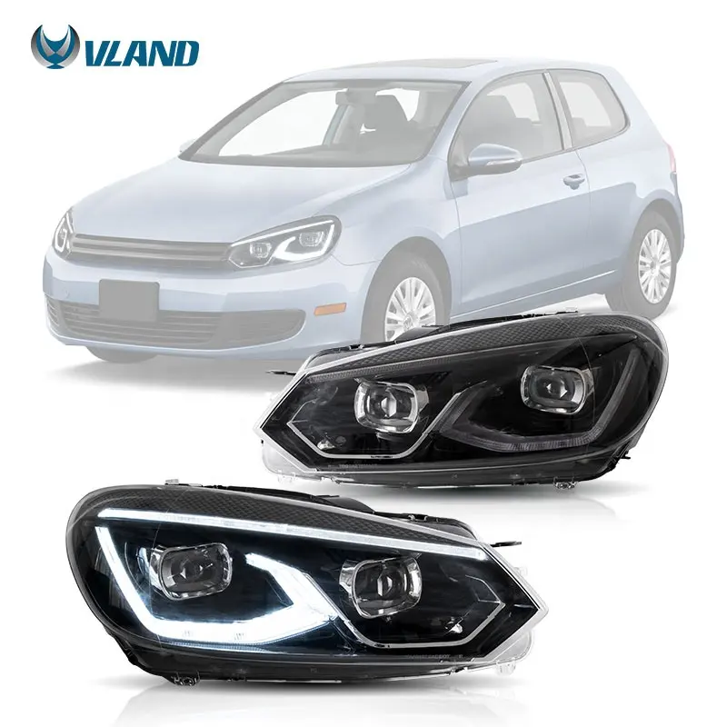 ไฟหน้า LED เต็มรูปแบบ vland สำหรับ Volkswagen VW Golf 6/MK6ประกอบไฟหน้า2008 2014 (ไม่เหมาะสำหรับรุ่น GTI และ Golf R)