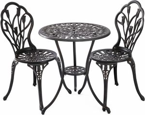 Compact Bistro Set for Two One Dining Table <strong>Plus</strong> Two <strong>Patio</strong> Chairs Outdoor <strong>Patio</strong> Table and Chair Set - Product Image 1