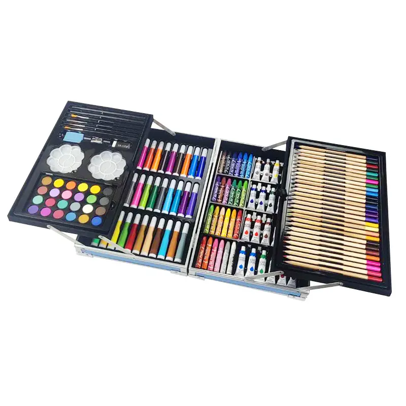 Luxuriante multi-função de dupla camada 145 peças caixa De Alumínio desenho conjunto de arte kit pintura