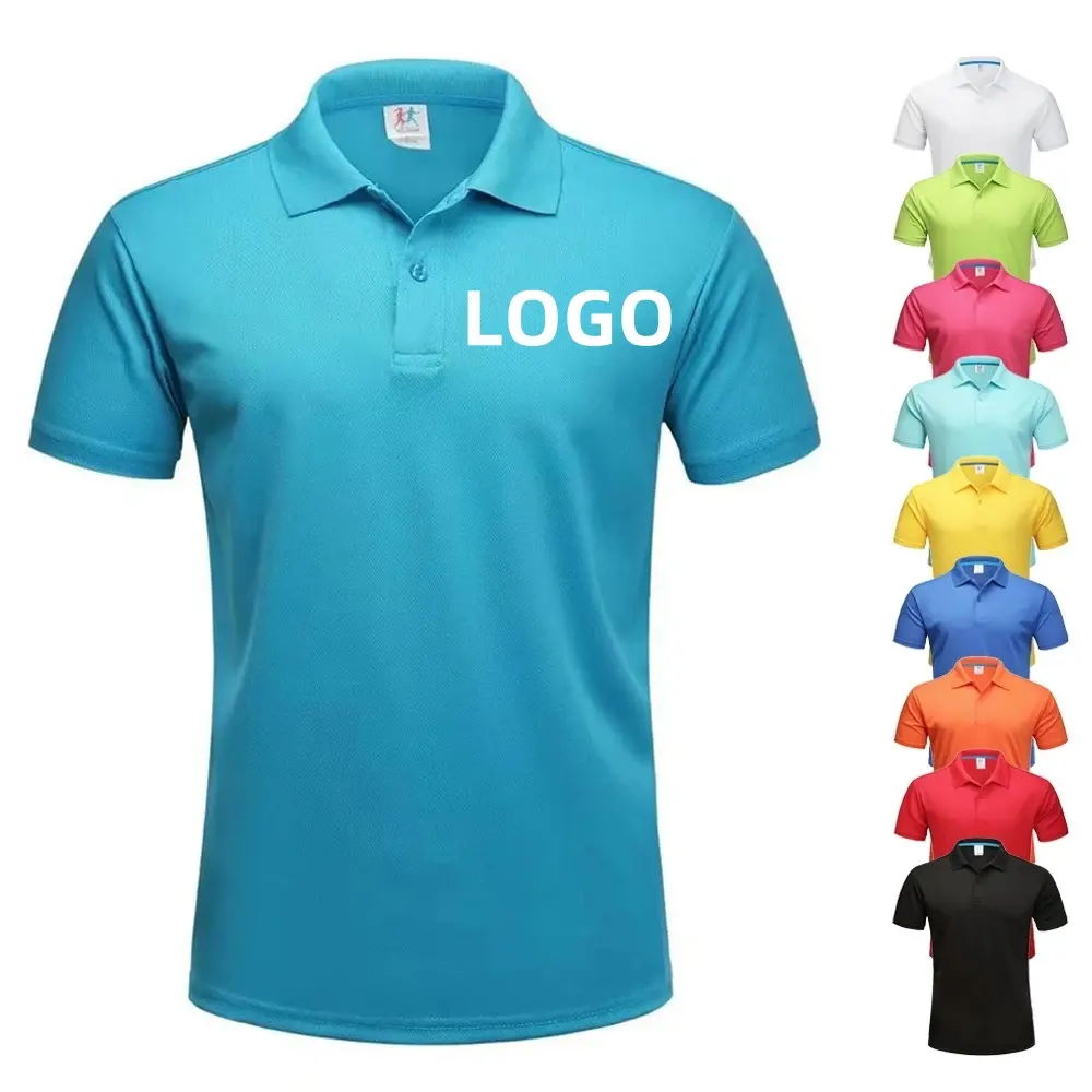 Uniforme con logotipo personalizado, camisetas polo de manga corta bordadas para hombre, diseño personalizado con logotipo bordado