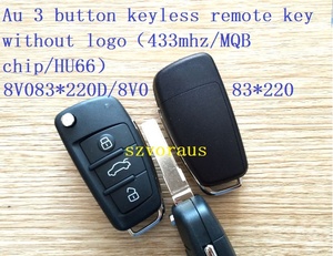 Logo olmadan Audi 3 düğme anahtarsız uzaktan anahtar için yüksek kalite (433mhz/MQB çip/HU66) akıllı uzaktan araba anahtarı - Product Image 2