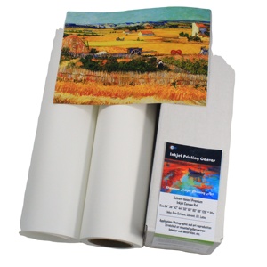 宽幅防水哑光聚酯帆布喷墨织物帆布卷喷墨印刷空白艺术帆布 - Product Image 1
