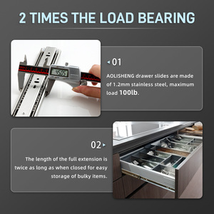 Aolisheng 304 Roestvrijstalen Lade Glijbaan Kogellager Volledig Verlengstuk Telescopisch Kanaal 45Mm Keuken Hardware Lade Rails - Product Image 5