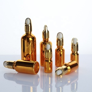 Vacío redondo 5ml 10ml 15ml 20ml 30ml 50ml 100mL cosmético electrochapado oro vidrio cabello aceite esencial cuentagotas botella - Product Image 4
