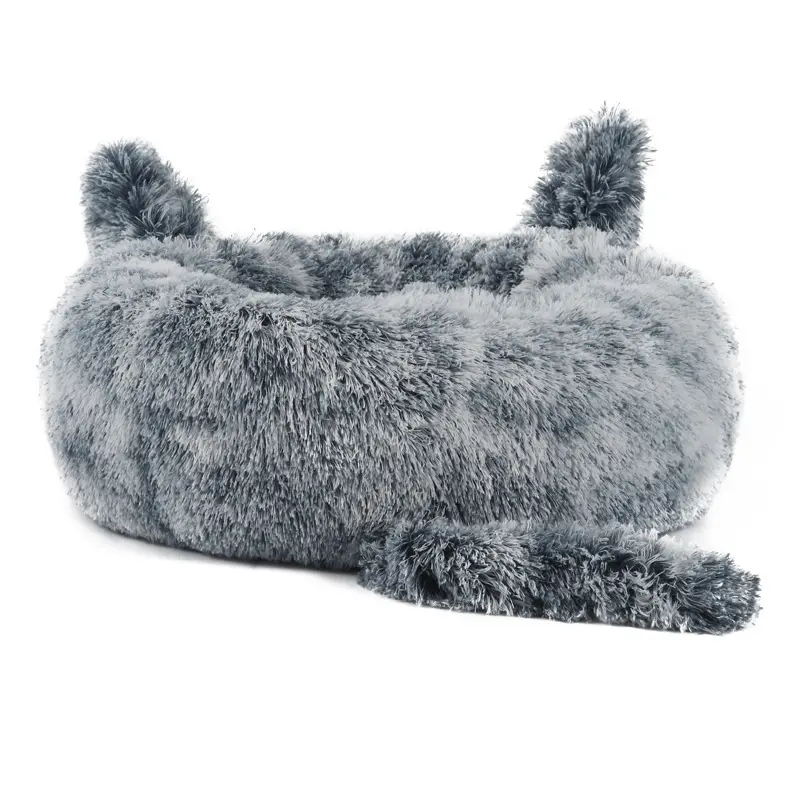 Thiết Kế Mới Fluffy Dog Bed Dài Sang Trọng Ấm Áp Êm Dịu Donut Dog Bed