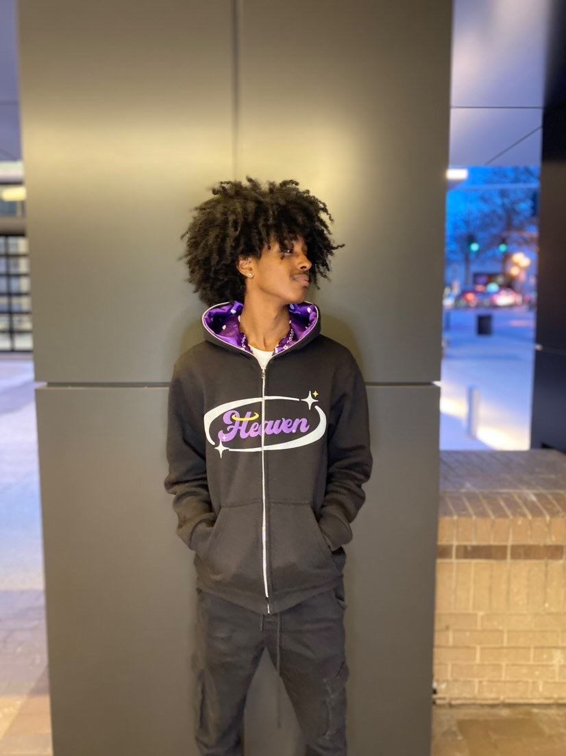 All Print Print&Satin Lined Full Zip Hoodie