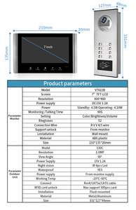 8 nút tuya wifi thông minh 7 inch màn hình hệ thống video intercom với thẻ RFID mở khóa kiểm soát truy cập chức năng - Product Image 2