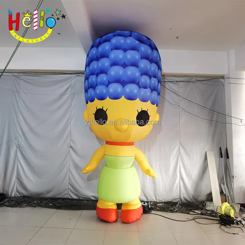 Fábrica de pelo azul inflable personaje de dibujos animados imagen inflable chica de dibujos animados