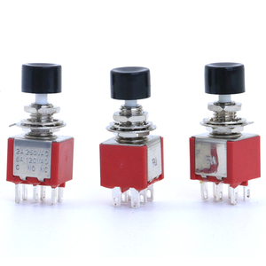 DS-622 EIN EIN 6Pin DPDT Druckknopf schalter 2A 250VAC/ 5A 125VAC EIN-(EIN) Rotes Gehäuse 6MM kleiner Druckknopf - Product Image 3