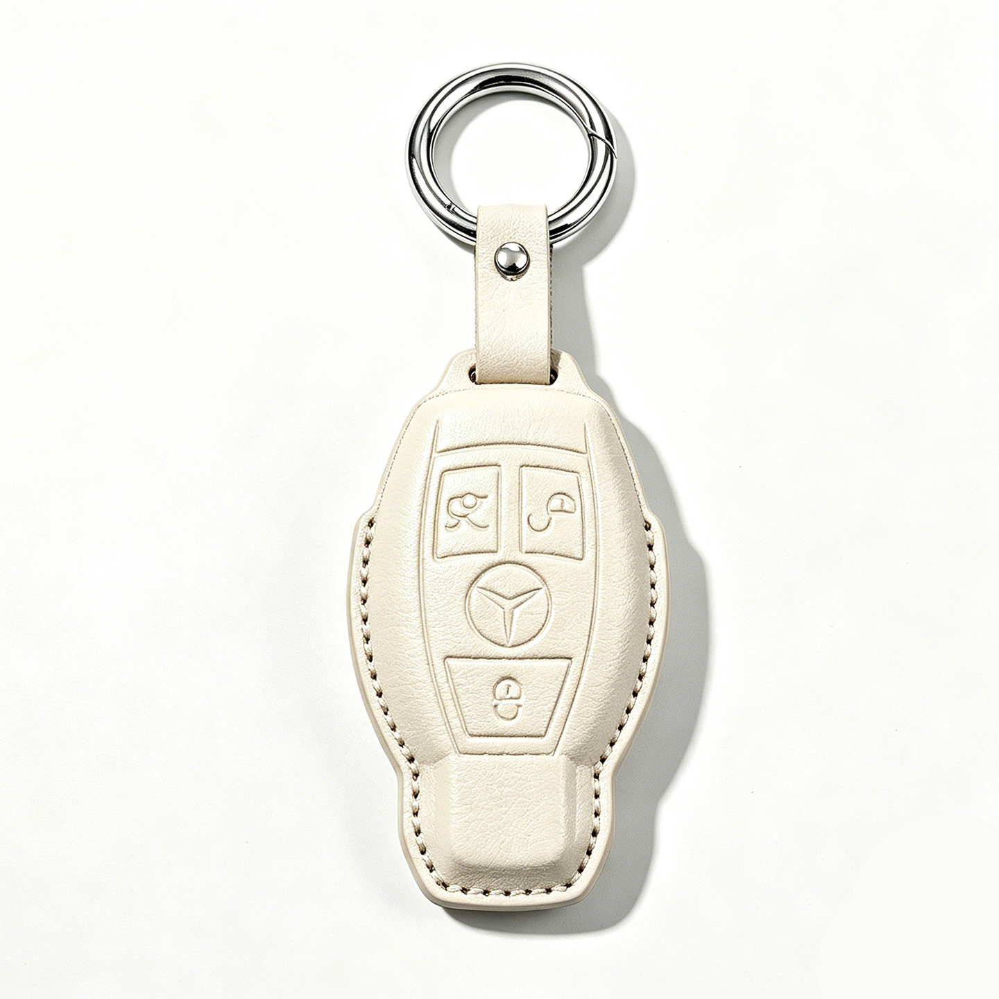 Style b-white leather case-p2 short leather buckle key case