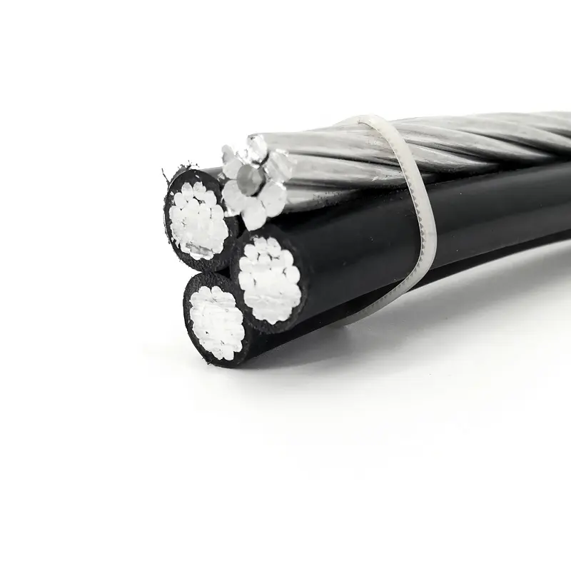 Udara Bunched ABC Kabel 6 AWG Duplex Kawat Aluminium Triplex Layanan Drop Cable