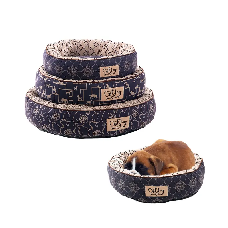 Famipet Manufacturer Custom New Design Comfortable Soft Washable Luxury Round Donut Calming Pet Cat Dog Bed