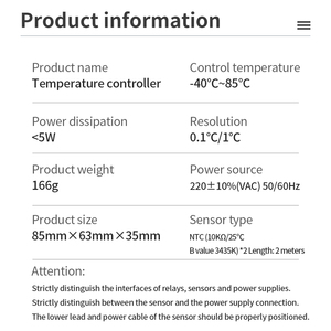 Pantalla LCD de alta calidad, controlador de temperatura de termostato de Control de temperatura Digital inteligente con Sensor Dual, 2, 2, 2