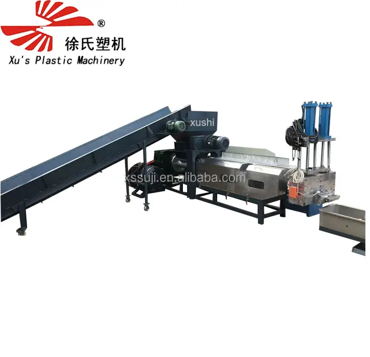 China Gebruikt Afval Plastic Film Silo Zakken Recycling Pellet Smelten Extruder Granuleren En Pelletiseren Granulator Snijmachine