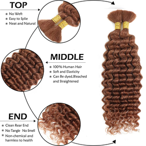 30 # Chocolate Brown Deep Wave Bulk 100G 2 paquetes de cabello humano para trenzas bohemias cabello trenzado rizado 14-24 pulgadas cabello Remy brasileño - Product Image 3