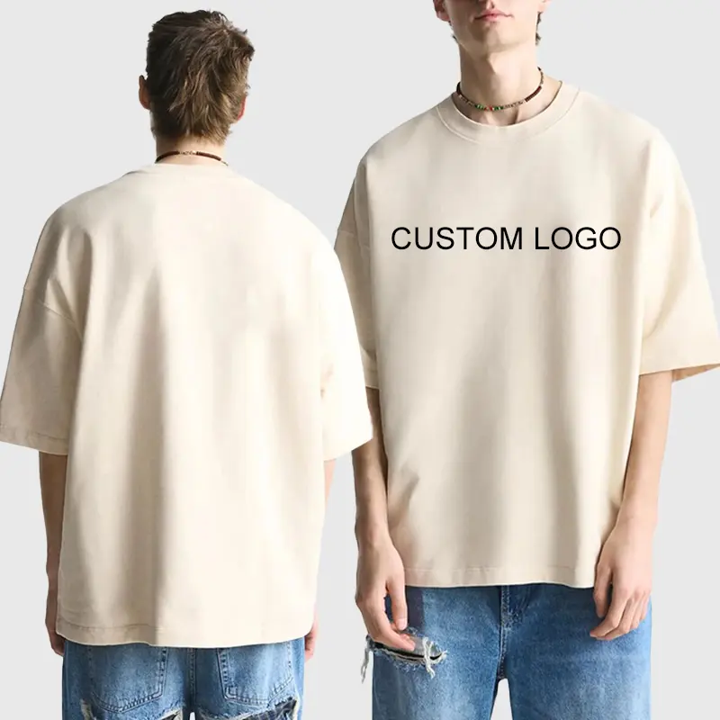 Camiseta com logotipo personalizado estampado puff 250 gsm para homens, camiseta pesada 100% algodão unissex streetwear gráfica pesada
