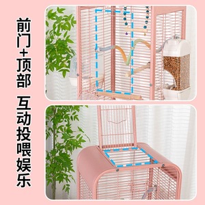鳥ペット用のボタン留め具付きパノラマソリッドパターンアクリル鳥かごスプラッシュフライングクラウドヴィラホームディスプレイ - Product Image 5