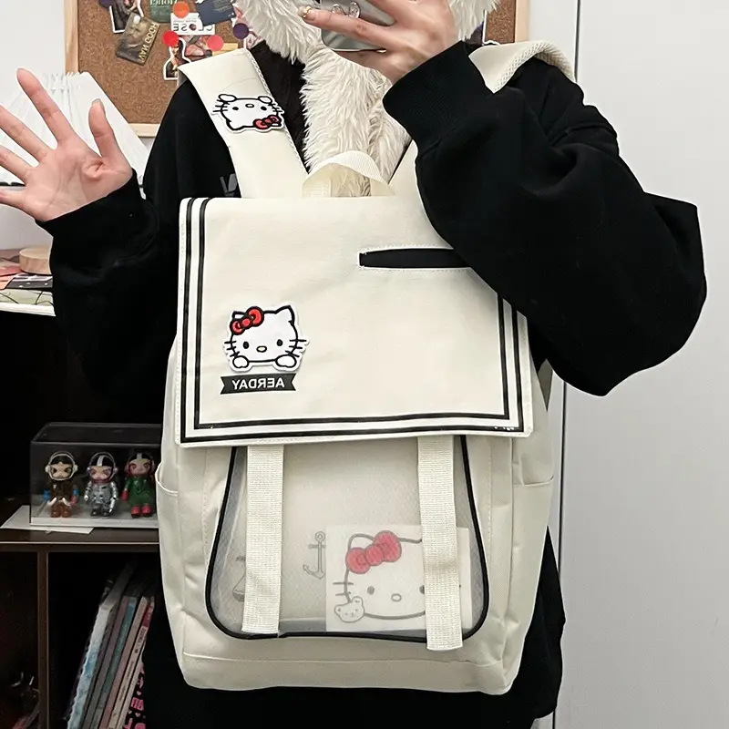 Grande capacité kawaii enfants lycéen sacs d'école filles enfants cartable sac à dos kitty livre sac à dos