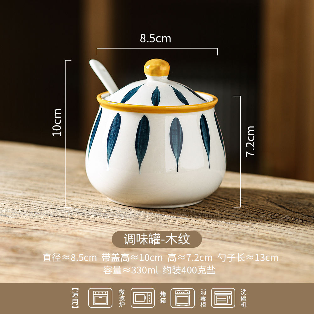 Tarro de condimentos-veta de madera-con cuchara