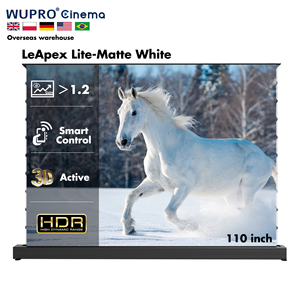 Envío rápido Wupro 110 pulgadas PVC suave mate blanco motorizado ALR CLR pantalla de proyección 16:9 4K UHD Pantalla de proyector de elevación de suelo - Product Image 1