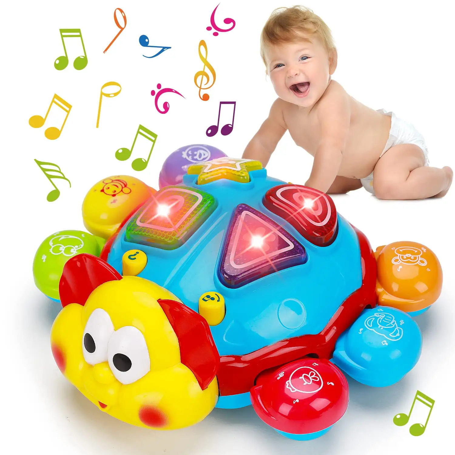 Giocattoli musicali per gattonare e camminare per bambini da 6 a 12 mesi giocattoli per l'apprendimento bilingue inglese spagnolo