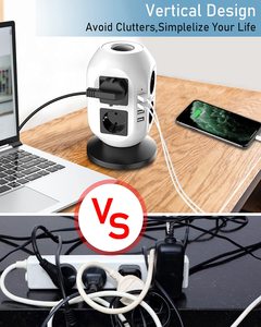 Çift anahtar masaüstü soket kulesi ile 4 USB çok soket kule 5 m uzatma kablosu güç şeridi ile 12 yollu güç şeridi - Product Image 6