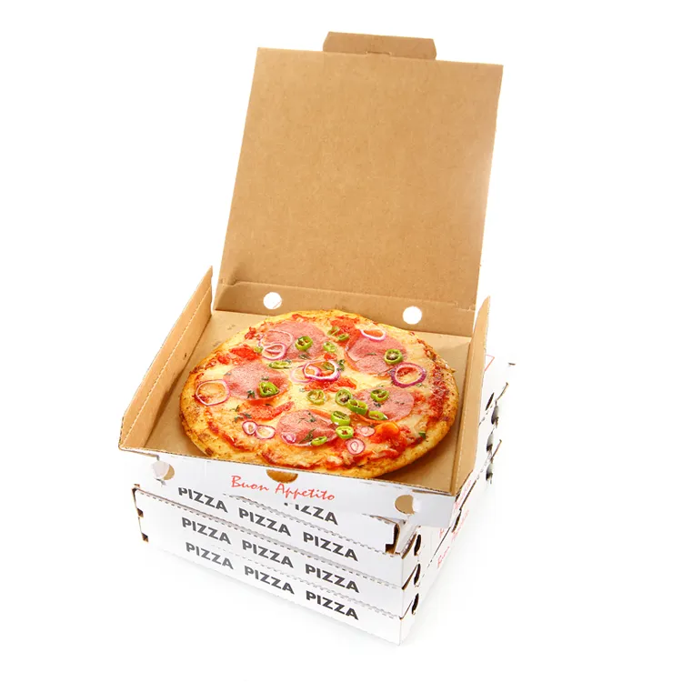 Caixa de pizza personalizada 8/10/12/15 Polegada, preço de atacado de fábrica ecológico, caixa de papel ondulado com logotipo para pizza