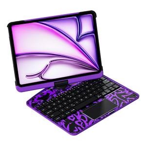 Para <span class=keywords><strong>iPad</strong></span> Pro13 2024 360 graus Transparente Rotatable Clamshell RGB BT <span class=keywords><strong>Keyboard</strong></span> case com Trackpad
