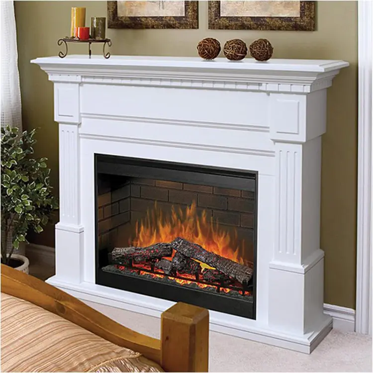 TV Stand With Fireplace Electric Heater With Decorative LED Flame 120V 220V White
