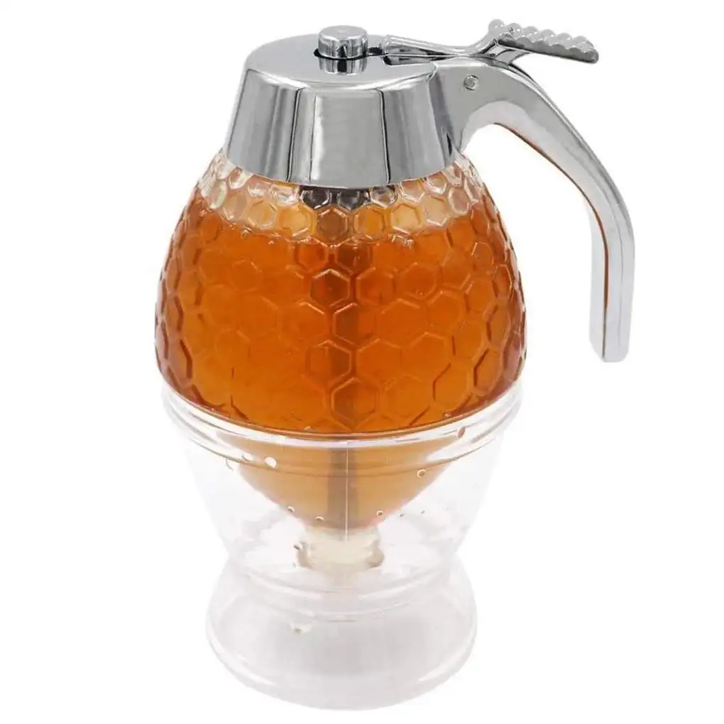 Dispensador de miel, contenedor de olla, taza, jugo, jarabe, hervidor de cocina, estante de goteo de abeja, soporte de almacenamiento portátil, contenedor transparente