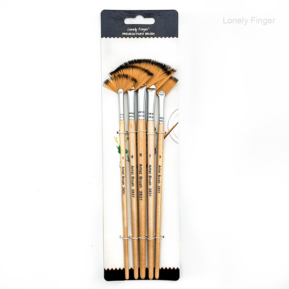 5pcs Wood fan brush