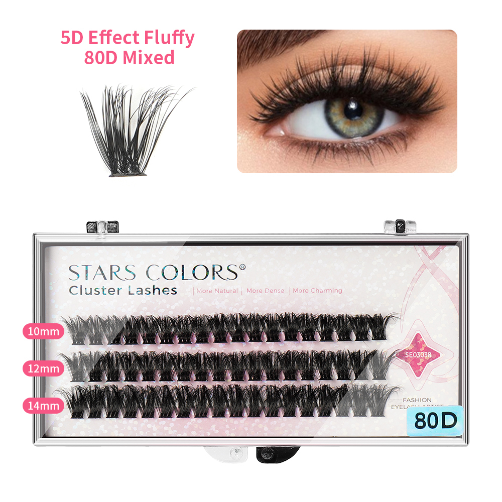 80D -3 ROWS lash cluster-Mixed length