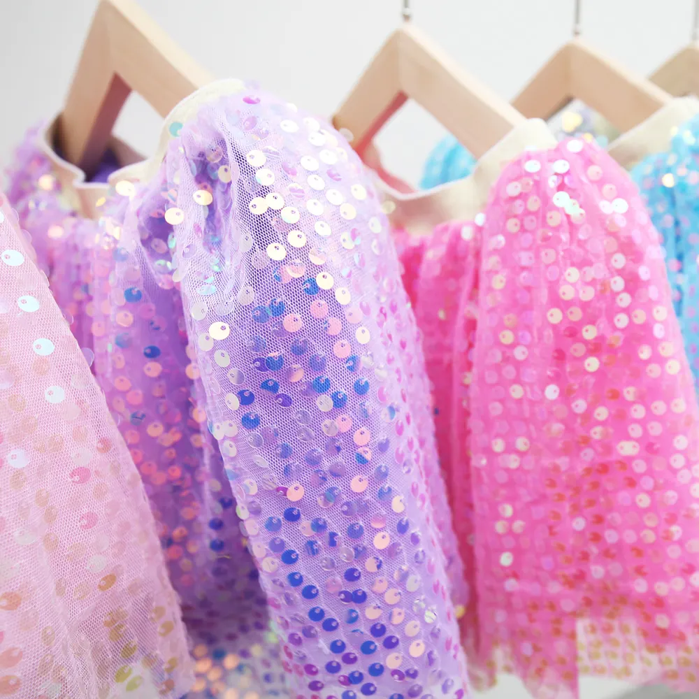 Gonna per bambini con paillettes gonna per bambina gonna Casual per bambini all'ingrosso Tutu abito da principessa per bambini gonne in Tulle con paillettes carine