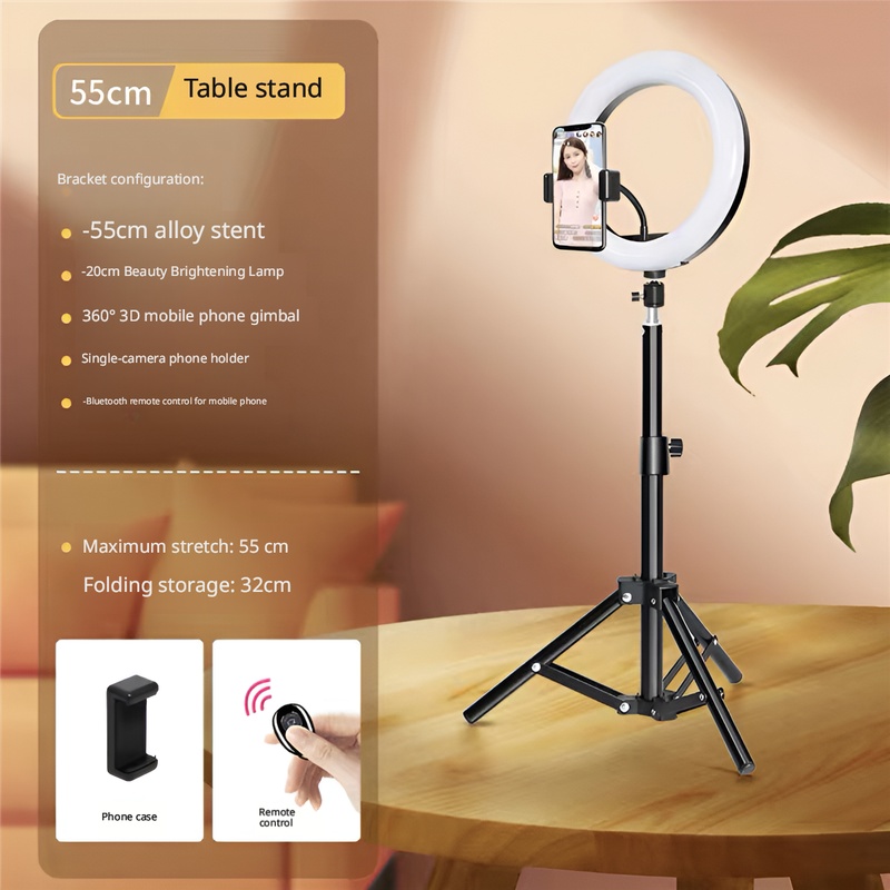 0,5 m + Soporte + Gimbal + Bolsa + Anillo de luz + Obturador (Negro)