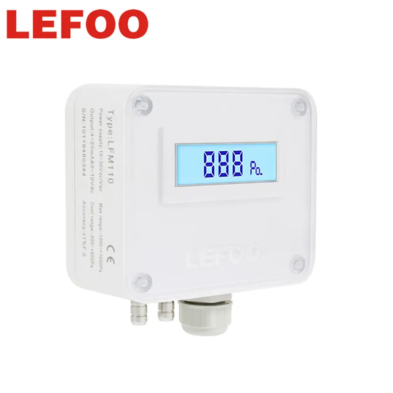 LEFOO Transmetteur differentielle d'air sortie analogique LCD RS485 capteur de pression differentielle faible avec affiaf