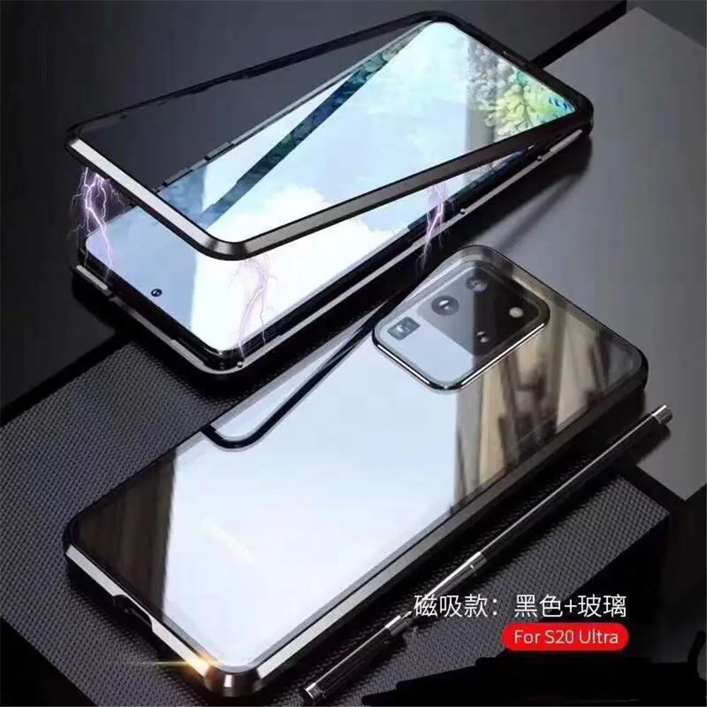 Adsorpsi Magnetik Dua Sisi Kaca Case PENUTUP UNTUK Samsung Galaxy S20 Ultra Cover untuk Galaxy S20 + Ponsel Case untuk samsung S20