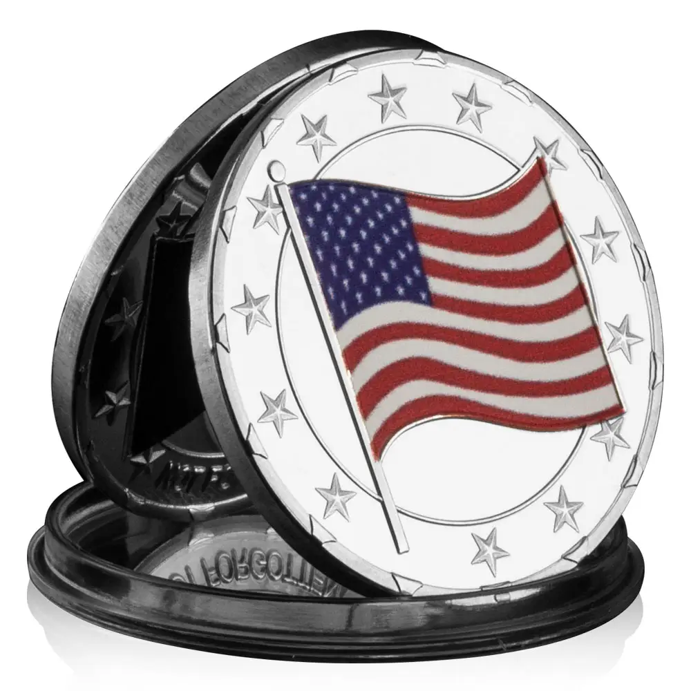 US Not Forgotten POW MIA Coin Collection Cadeau Drapeau Vétéran Challenge Pièces Métal Plaqué Argent Pièce pour Souvenirs