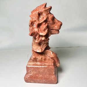 Cilalı kırmızı güneş taş aslan heykeli heykel doğal kristal heykeli süs hayvan heykelcik ev ofis için manevi taş - Product Image 2