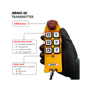 Télécommande sans fil industrielle JEICO, JREMO 6K pour grue, 6 boutons, commande de palan, commande de pompe, vitesse simple et double - Product Image 3