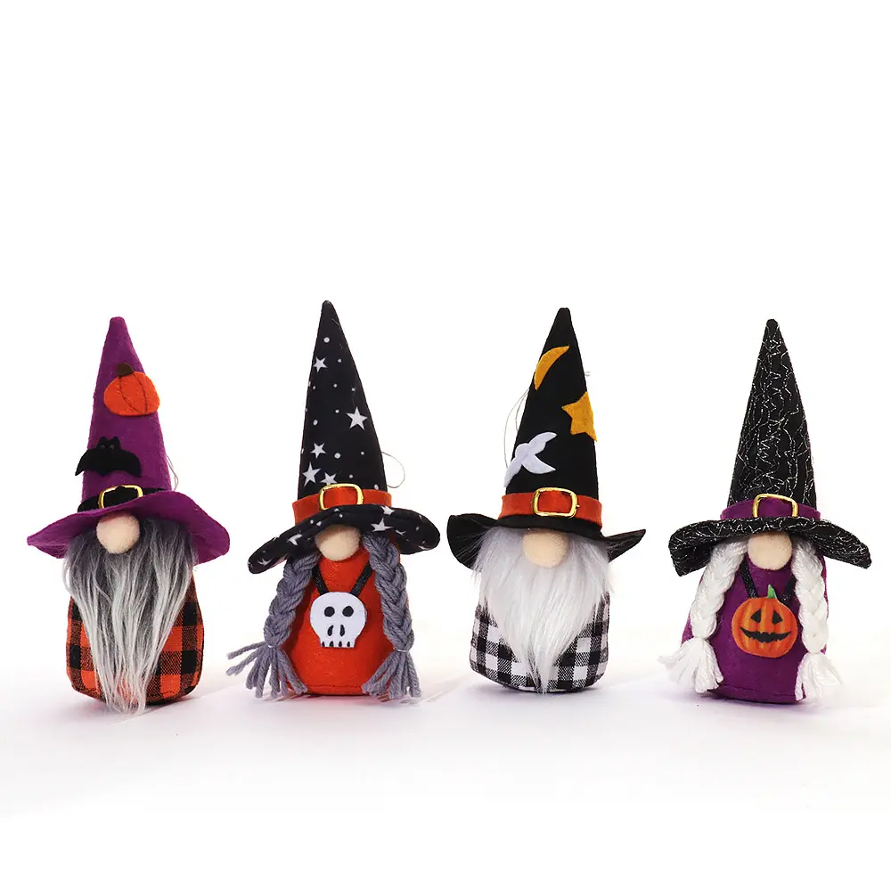 Nuevo Halloween escoba sombrero de copa bruja enano Gnomo muñeca adornos lindo dibujos animados enano elfo decoración del hogar CELEBRACIÓN DE Halloween