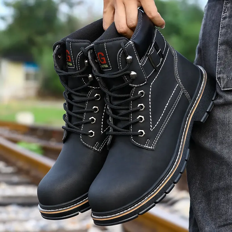 GUYISA New Black Waterproof High Top scarpe antinfortunistiche materiale antiforatura stivali antinfortunistici con punta in acciaio