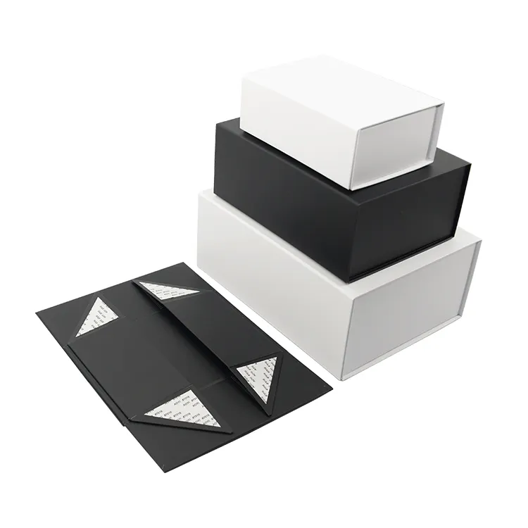 หรูหราสีดำหนังสือรูปแข็งกระดาษแข็งพับกล่องของขวัญที่กำหนดเองพิมพ์กระดาษหอยกล่องของขวัญแม่เหล็ก