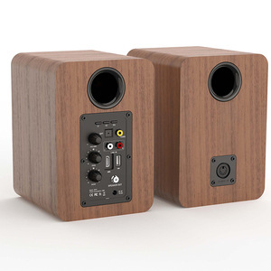 SR10 Carcasa de madera Control remoto Control de botón Volumen Bajo Agudos Ajustable Estantería activa Altavoces para TV y computadora - Product Image 6